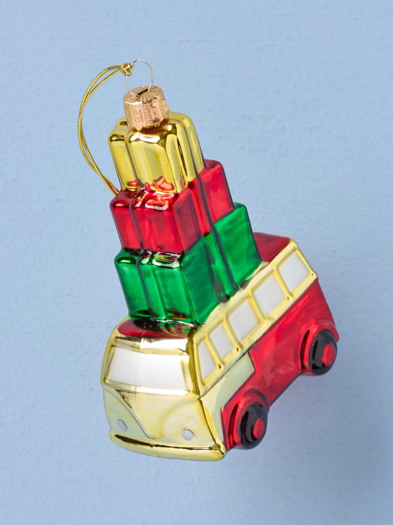 Blown Glass Van With Gifts Ornament